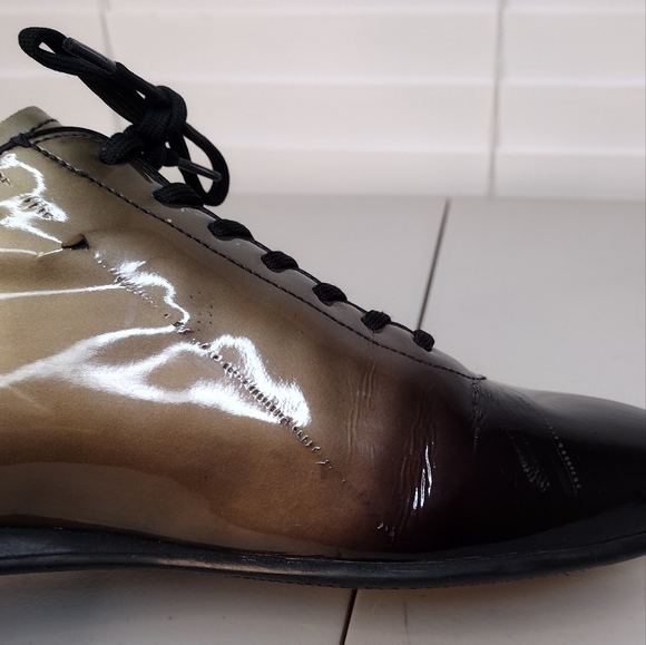 Prada Vintage Men's Ombre Patent Leather Lace Up Golf Athletic Sneakers Size 8 - Picture 11 of 15